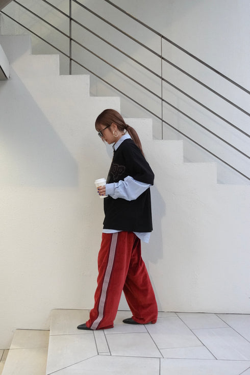 ベロアラインルーズパンツ